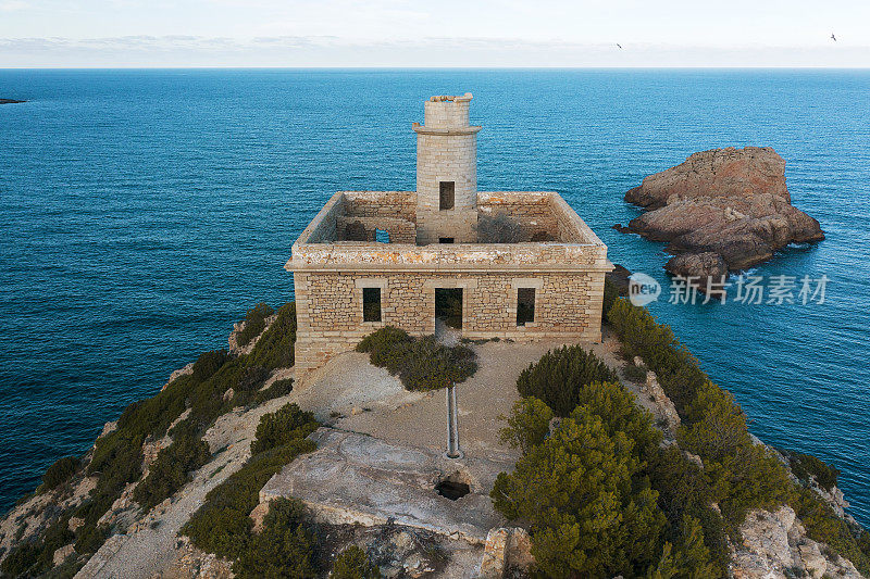 Faro de Punta Grossa。伊比沙岛